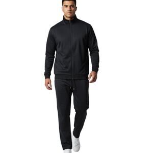 Coofandy Men's Sweat Suit, 2 Piece Jacket and Pants, Black, Sz 2X